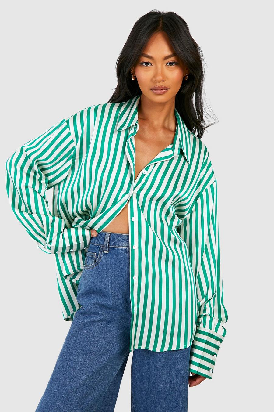 Green Stripe Satin Shirt
