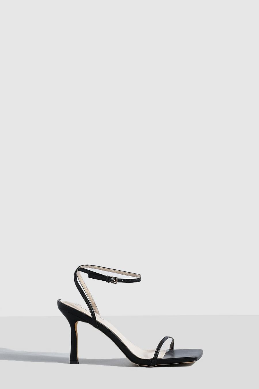 Zapatos minimalistas con puntera cuadrada y tira fina, Black