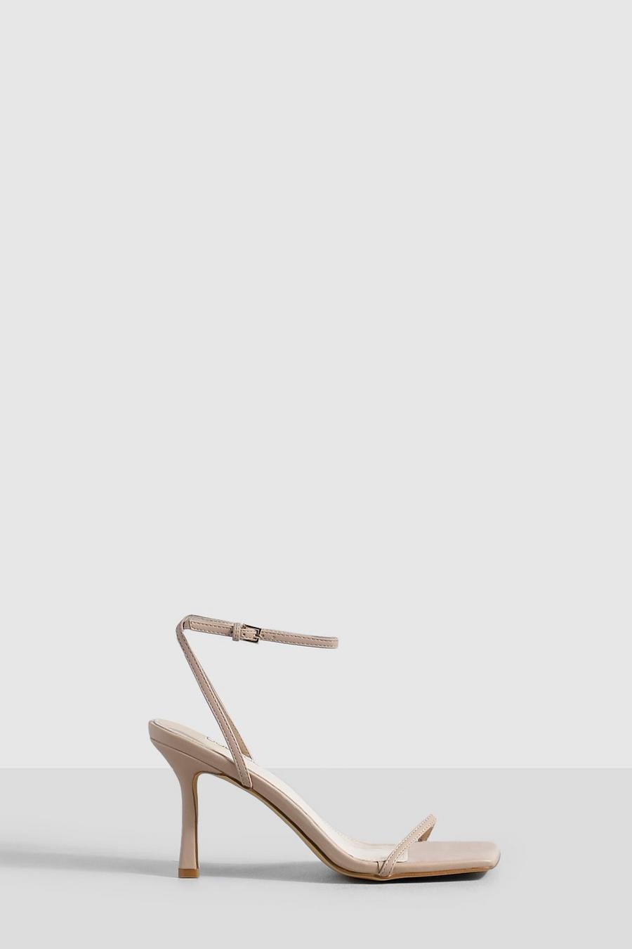 Zapatos minimalistas con puntera cuadrada y tira fina, Nude color carne