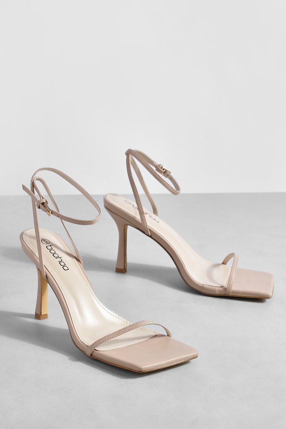 Skinny Strap Square Toe Barely There boohoo