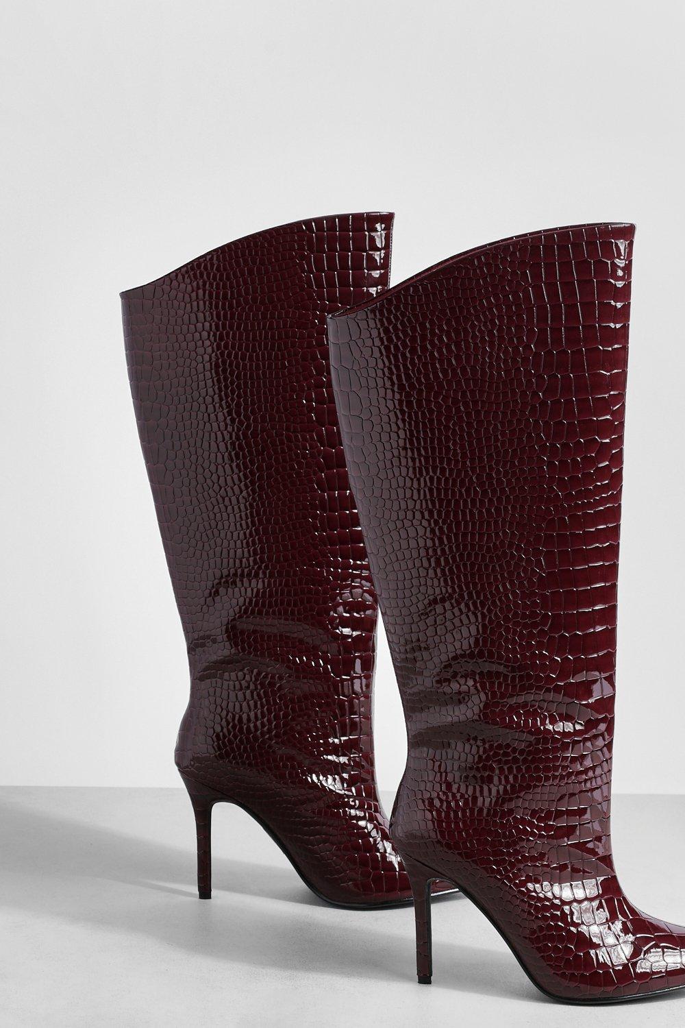 Boohoo red boots sale