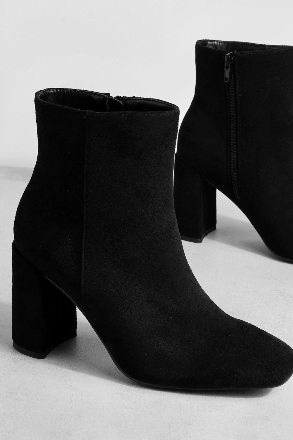 Black suede block heel boots hotsell