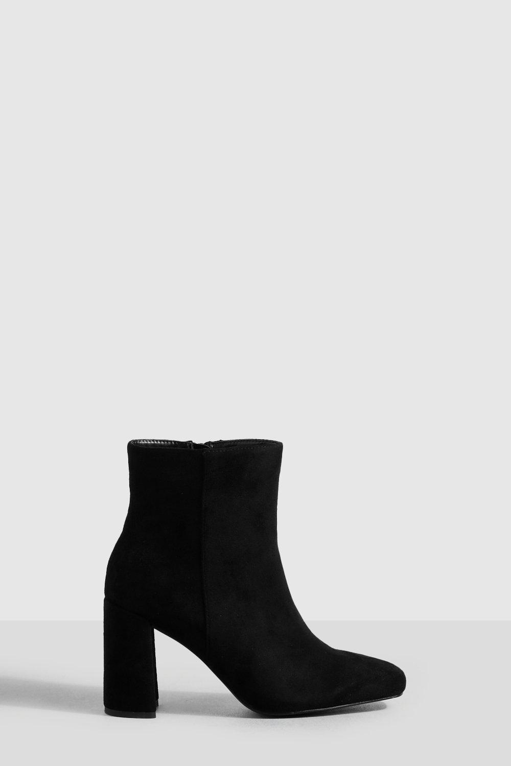 Black ankle boots round fashion toe