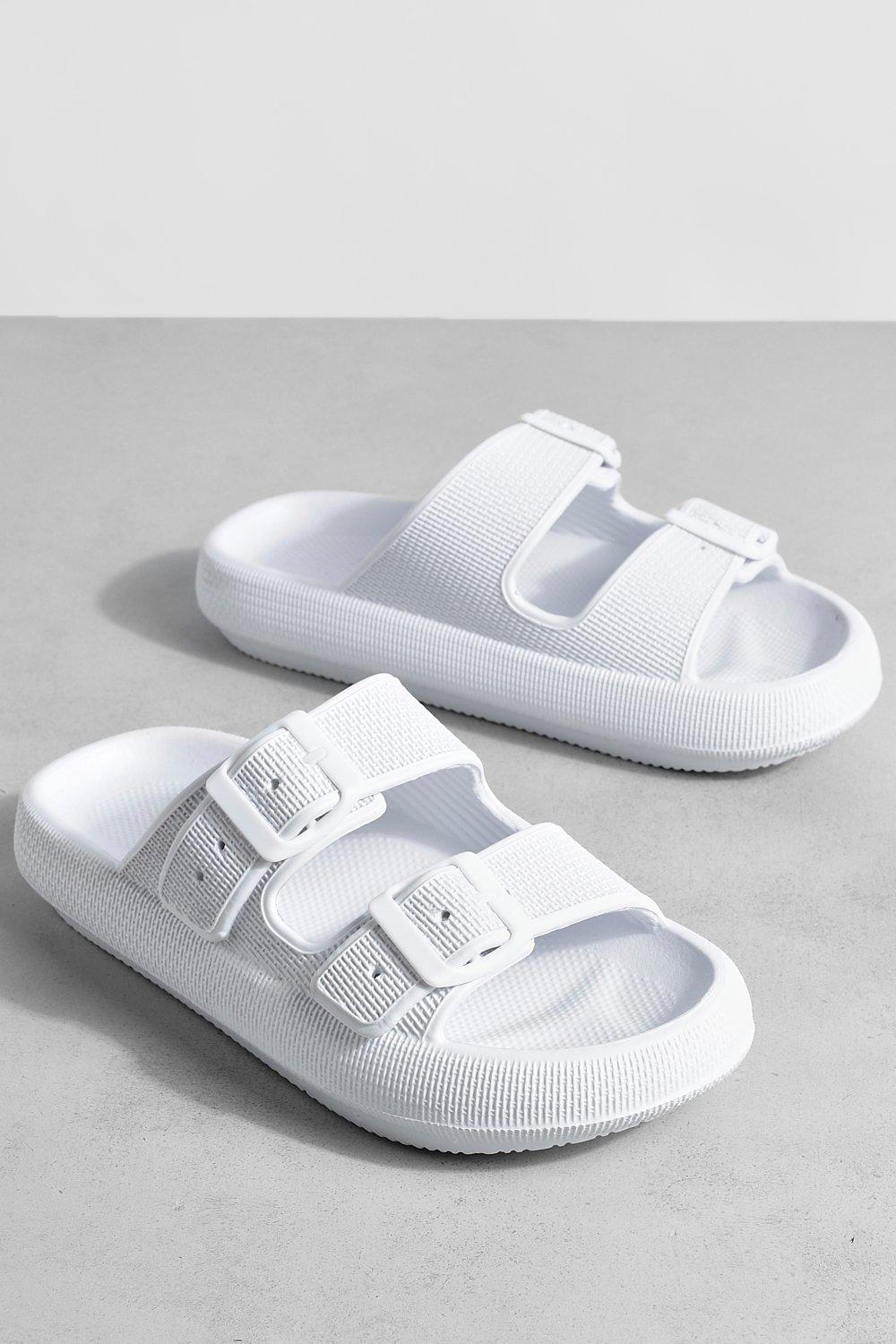 Chunky Platform Double Buckle Slides boohoo CA