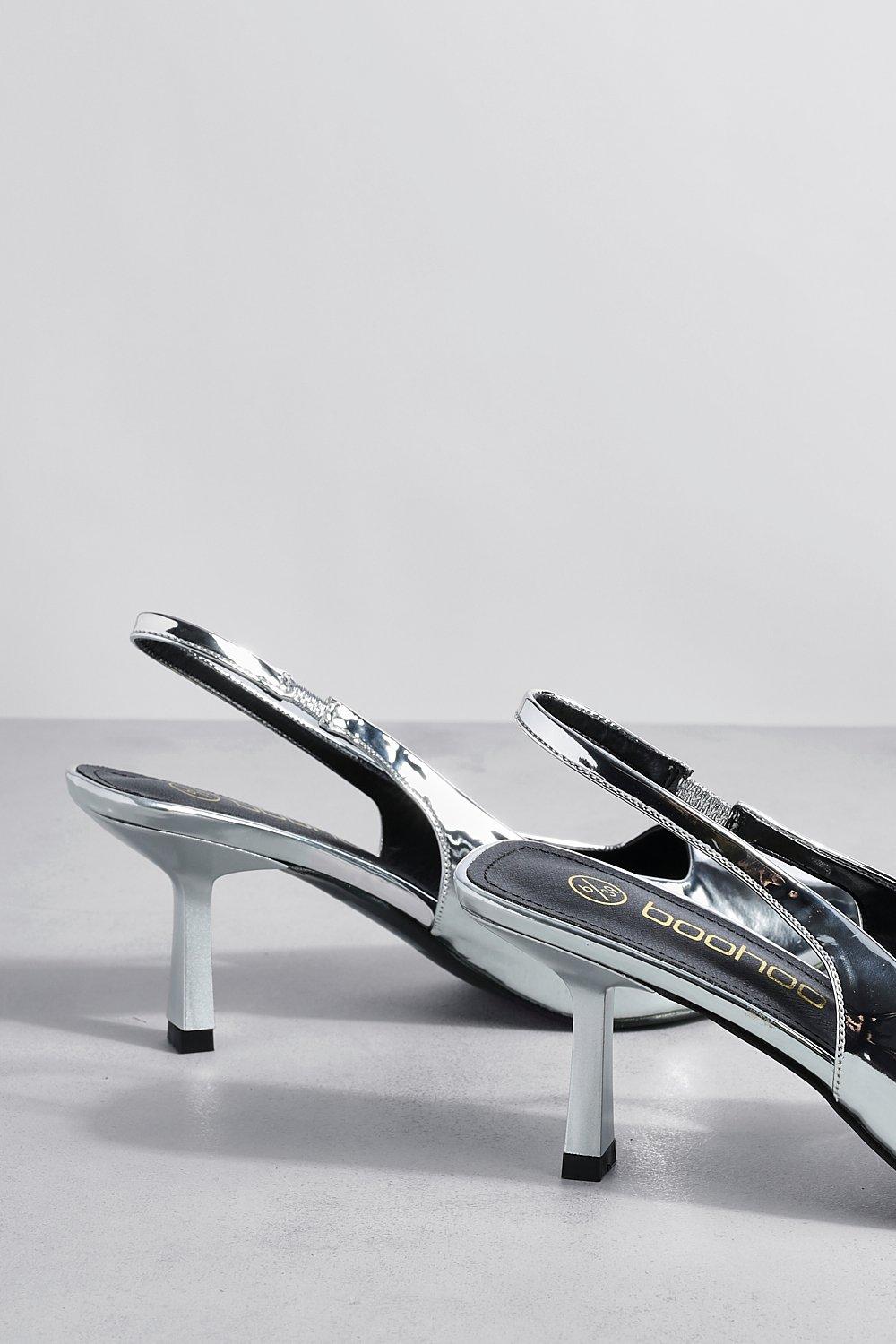Metallic Low Stiletto Slingback Court Shoe boohoo UK