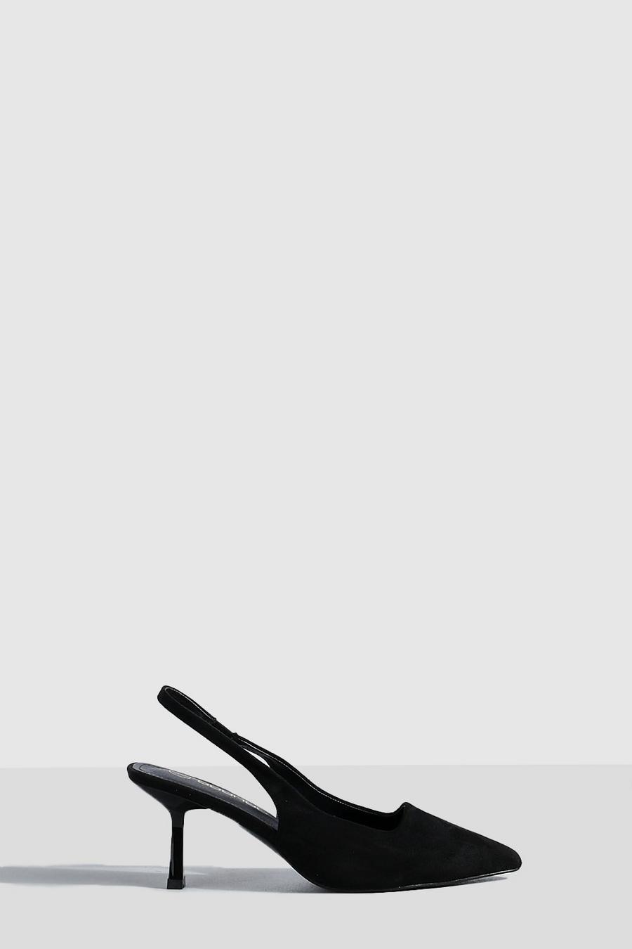 Black Low Stiletto Slingback Court Shoe image number 1