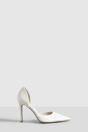 Ecru White Wide Width Patent Cut Out Pump