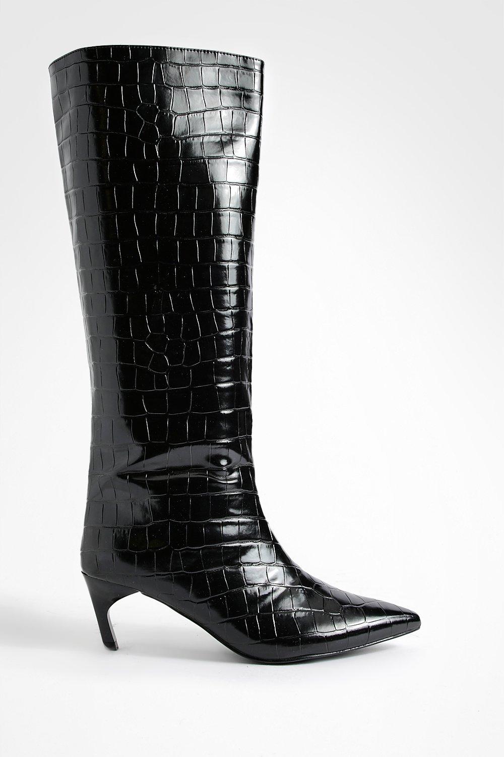 Cuissardes croco petit talon boohoo