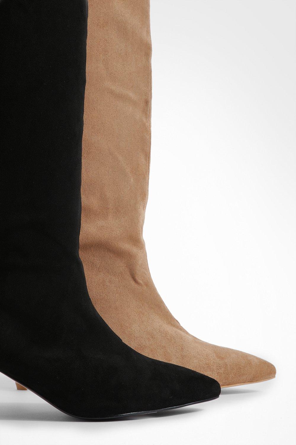 Knee high black hot sale suede boots low heel