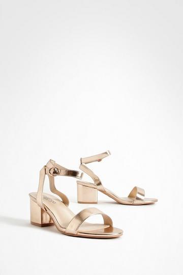 Gold Metallic Wide Fit Basic Low Block Heel