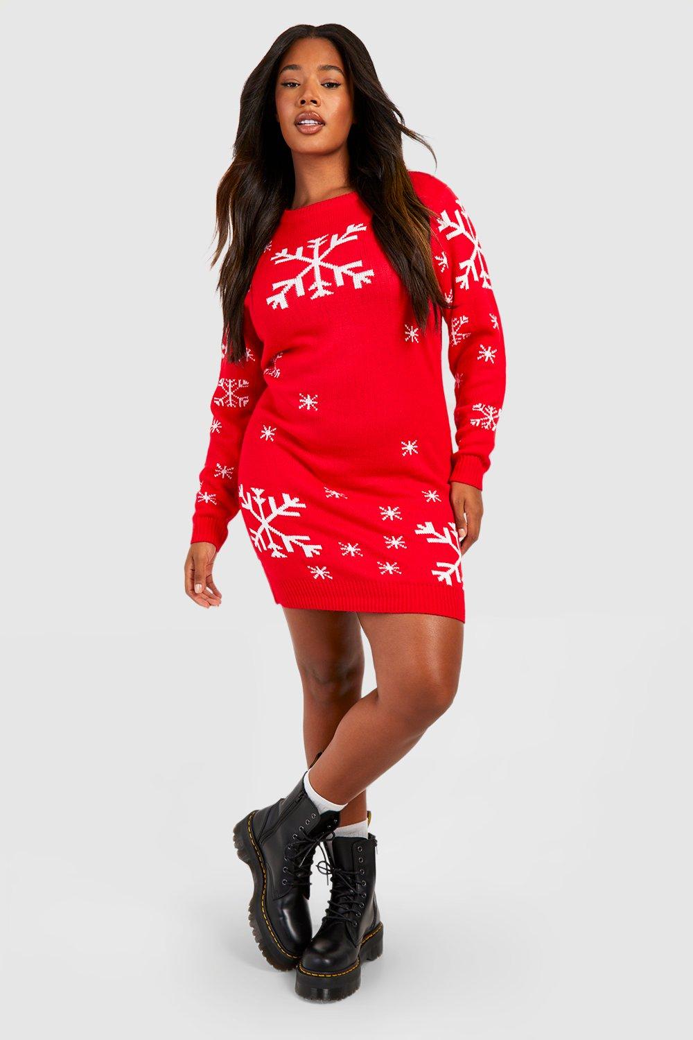 Grande taille Robe pull de No l motif flocons de neige boohoo