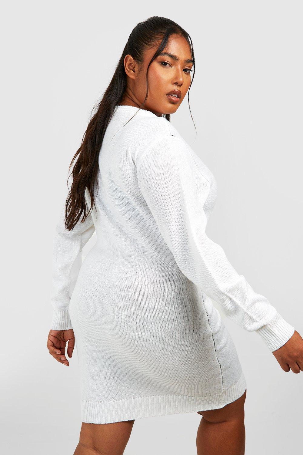 Long sleeve white sweater hot sale dress