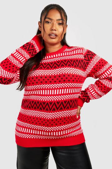 Plus Fairisle Christmas Sweater red