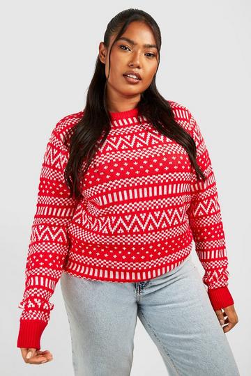 Plus Fairisle Christmas Jumper red