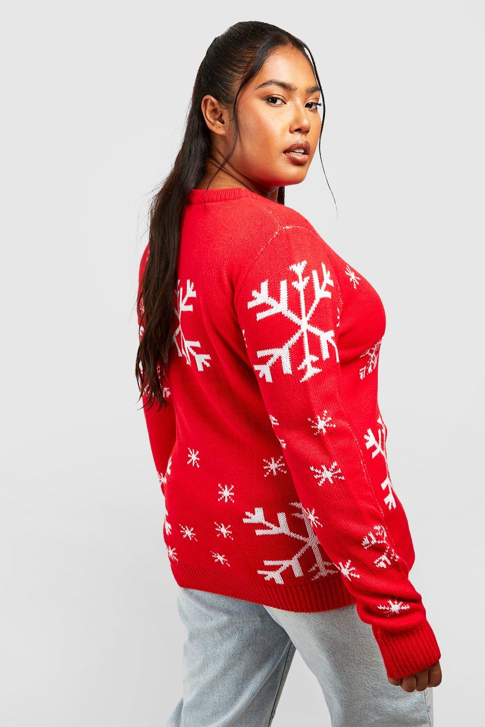 Women's Plus Snowflake Print Christmas Jumper