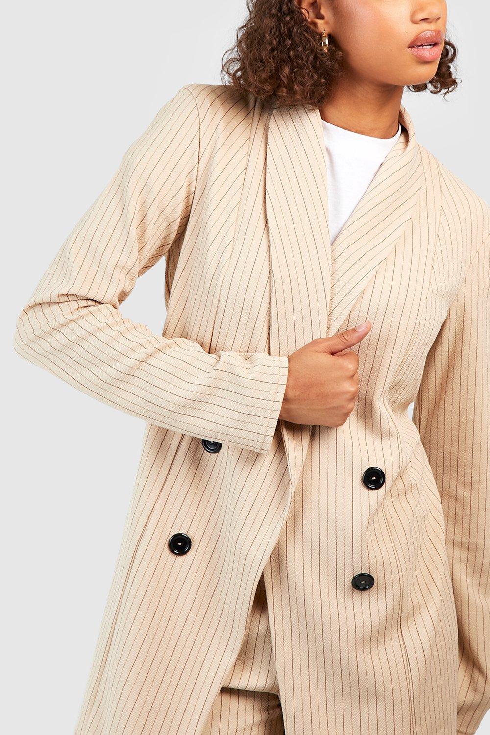 Tall Basic Jersey Knit Pinstripe Relaxed Fit Blazer