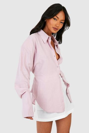 Washed Pink Oversized Stripe Shirt pink