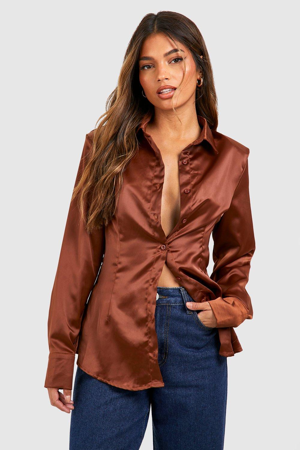 Fitted satin sales blouse