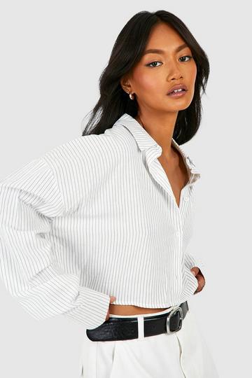 Stripe Cropped Shirt white