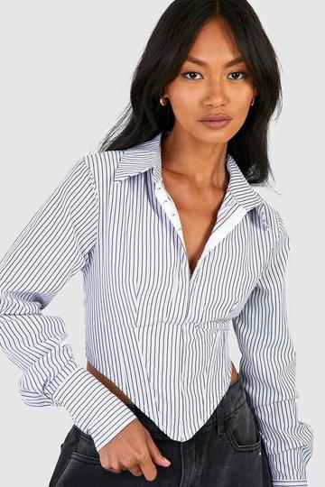 Black Corset Style Stripe Shirt