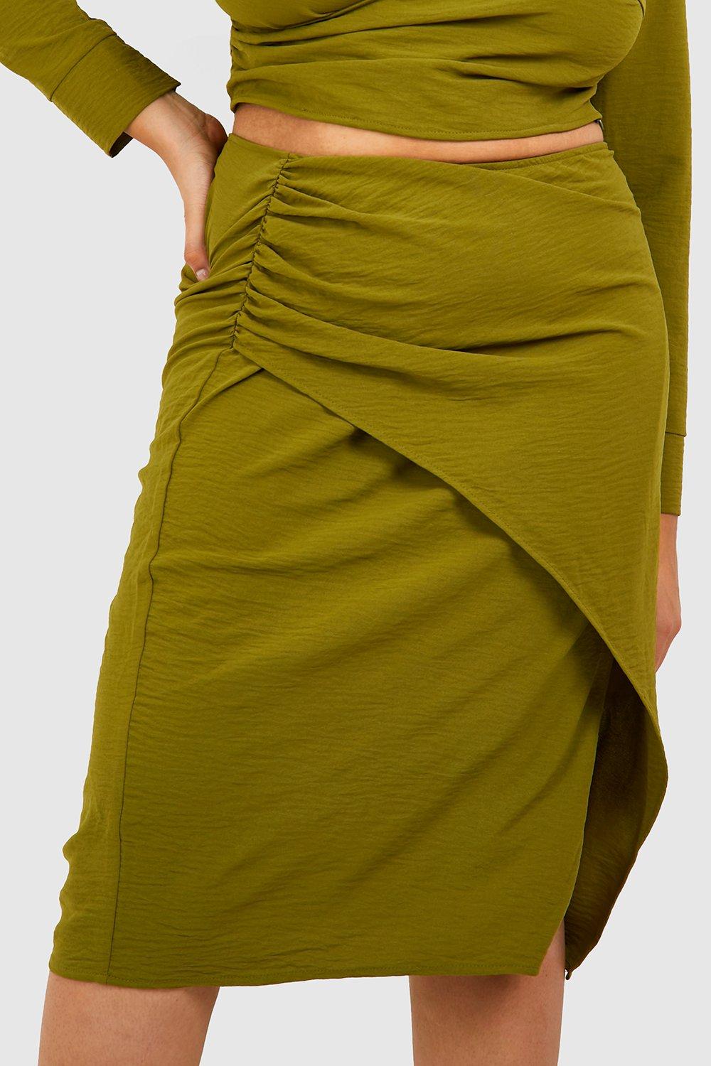 Midi wrap skirt green sale