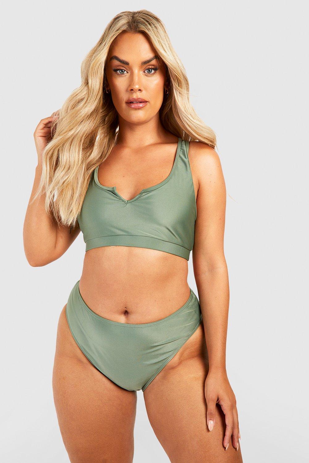 Khaki green cheap high waisted bikini