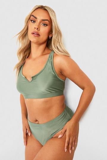 Plus Essential Notch Neck Bikini Top khaki