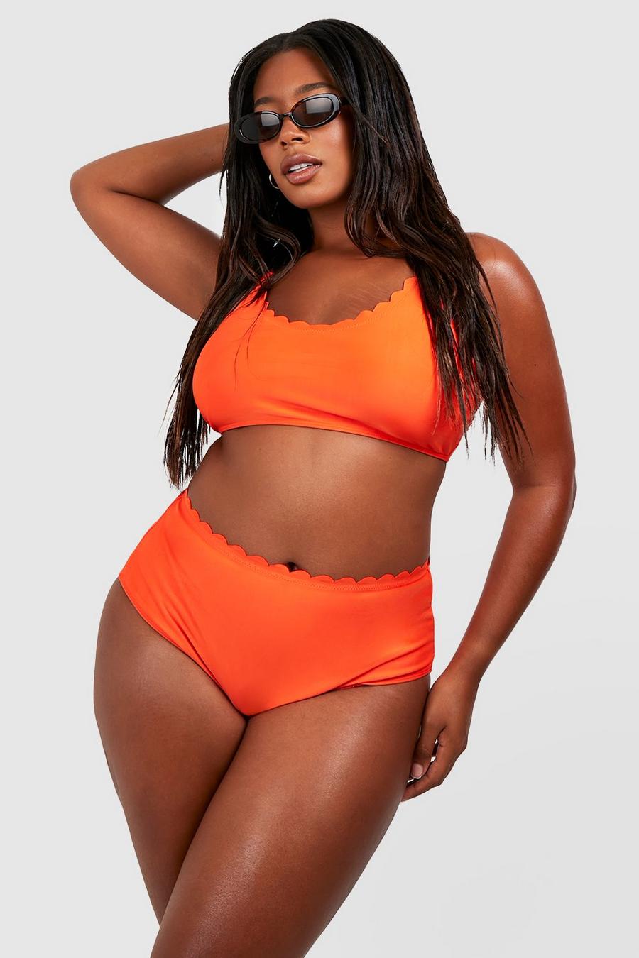 Orange Plus Scallop Mix & Match Crop Bikini Brief