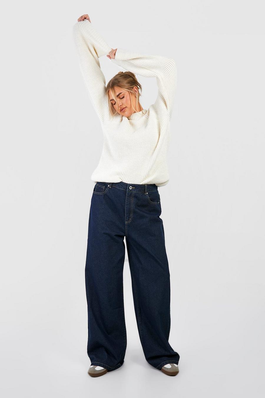 Plus Basics super weite Jeans mit hohem Bund, Indigo image number 1