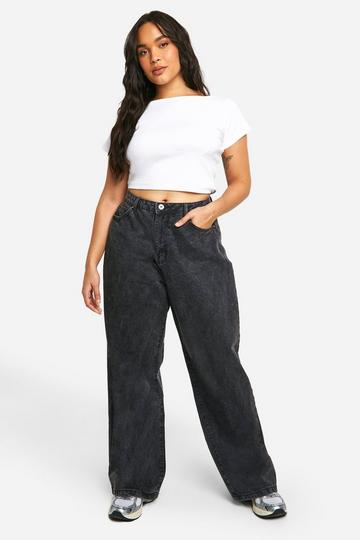 Plus Basics High Waisted Boyfriend Jeans washed black