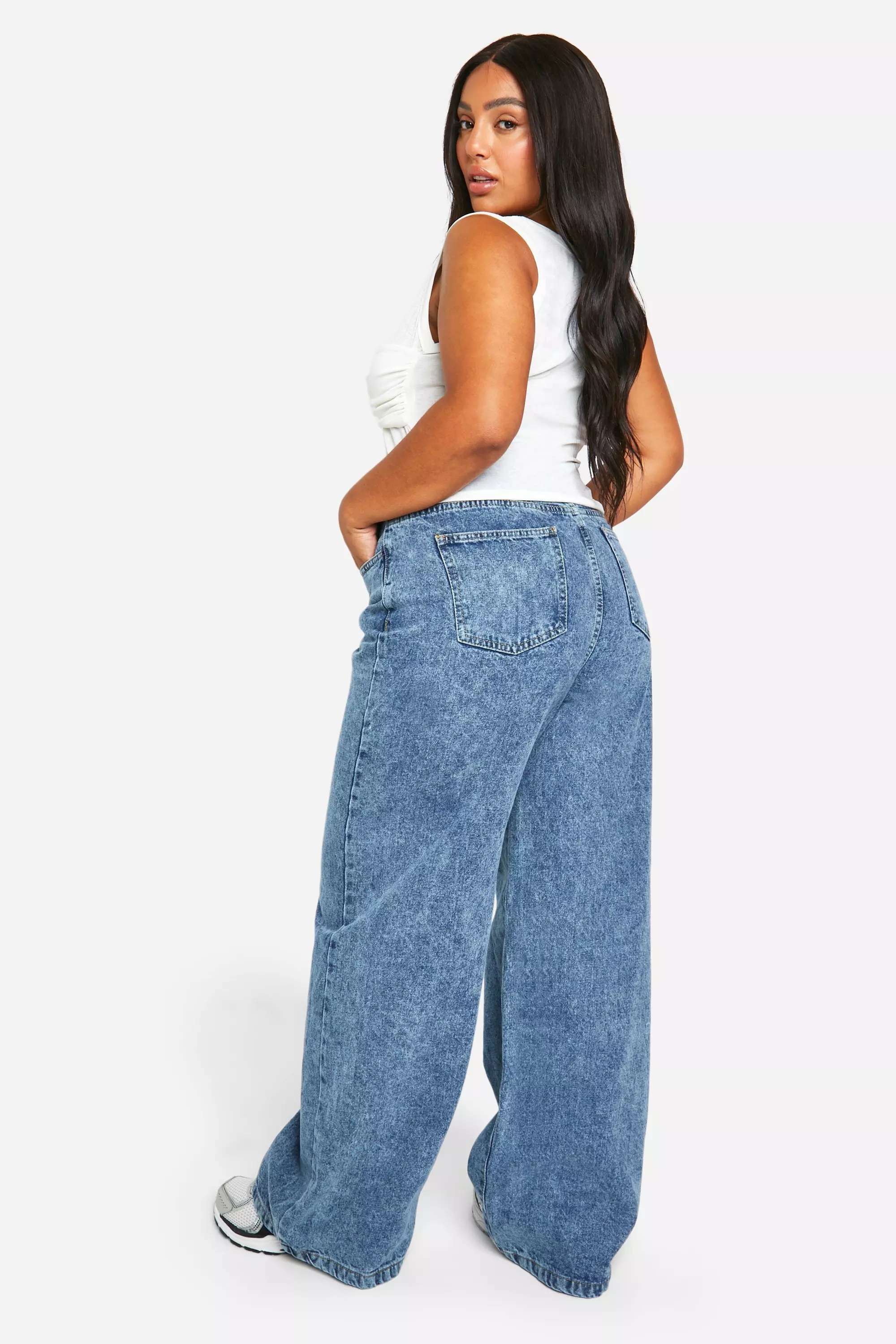 Vintage blue Plus Basics High Waisted Wide Leg Jeans alternative image