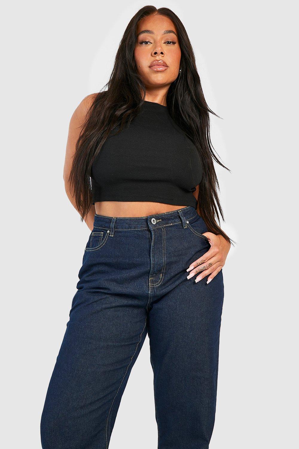 Black straight leg hot sale jeans plus size