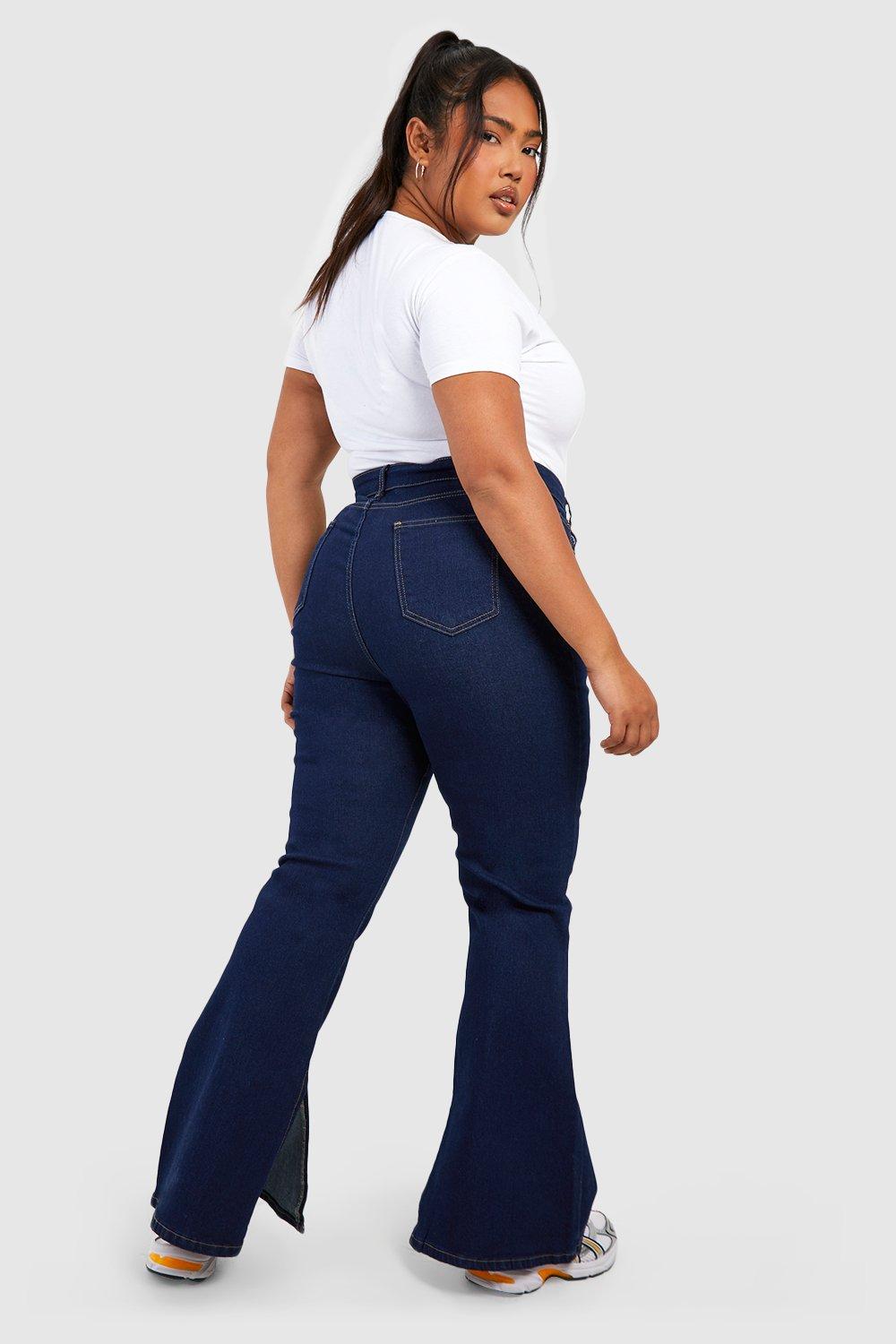 Plus High Waist Split Flare Denim Jean