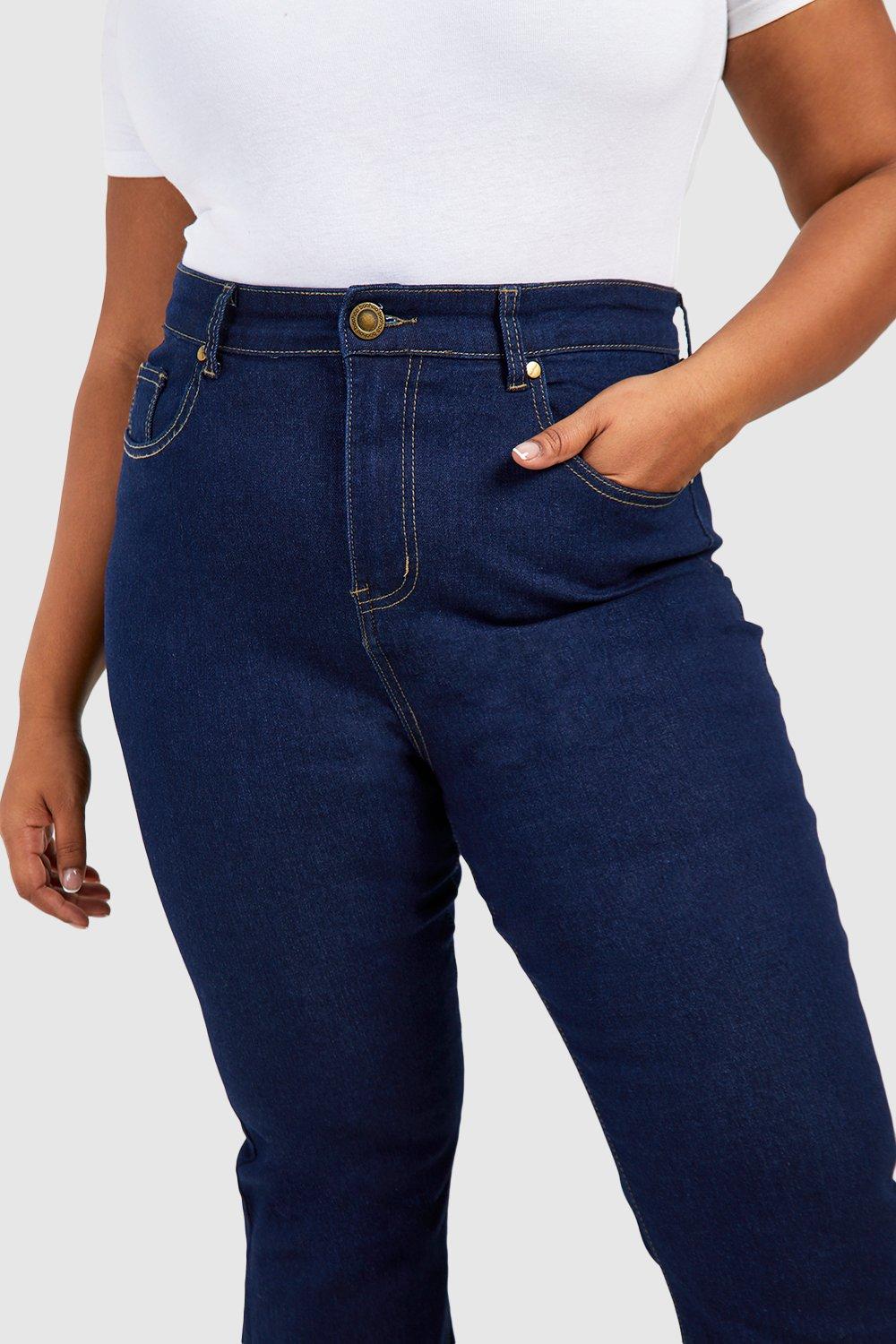 Plus Size High Rise Flare Jeans with Front Slit