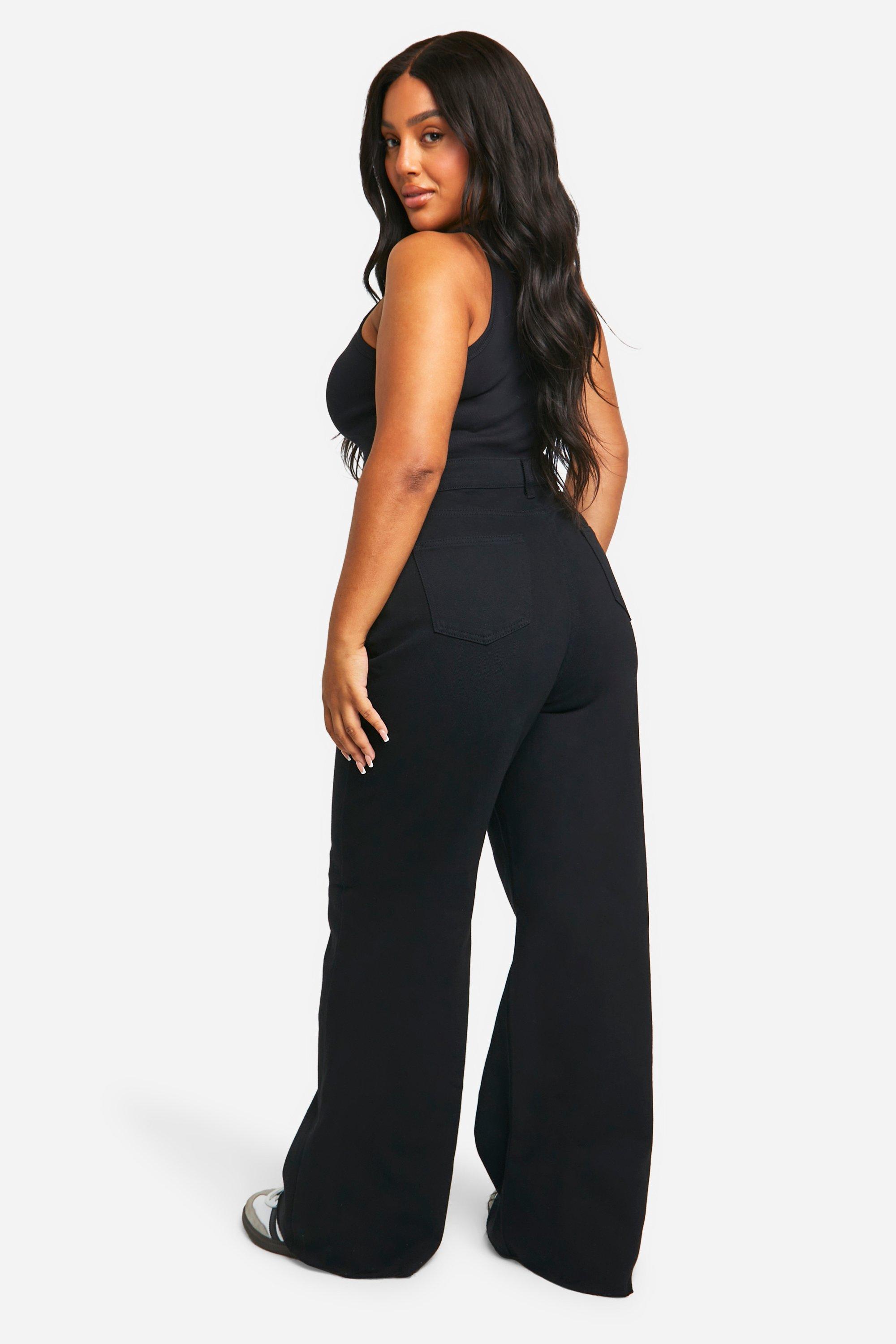 Pantalon large noir taille haute Femme