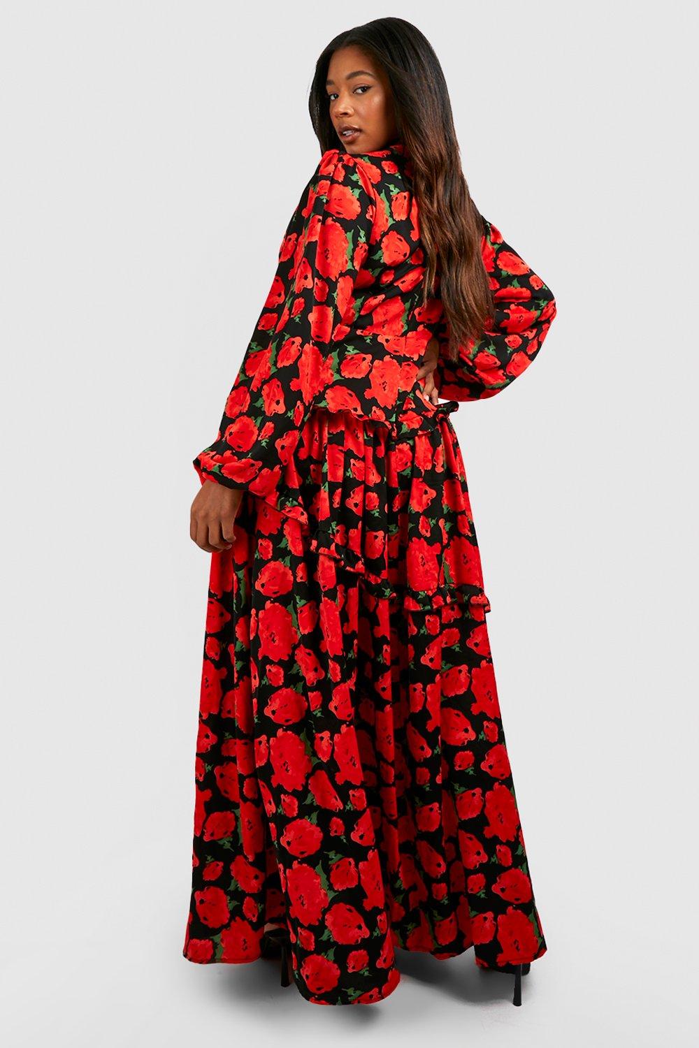 Black and red floral best sale maxi dress