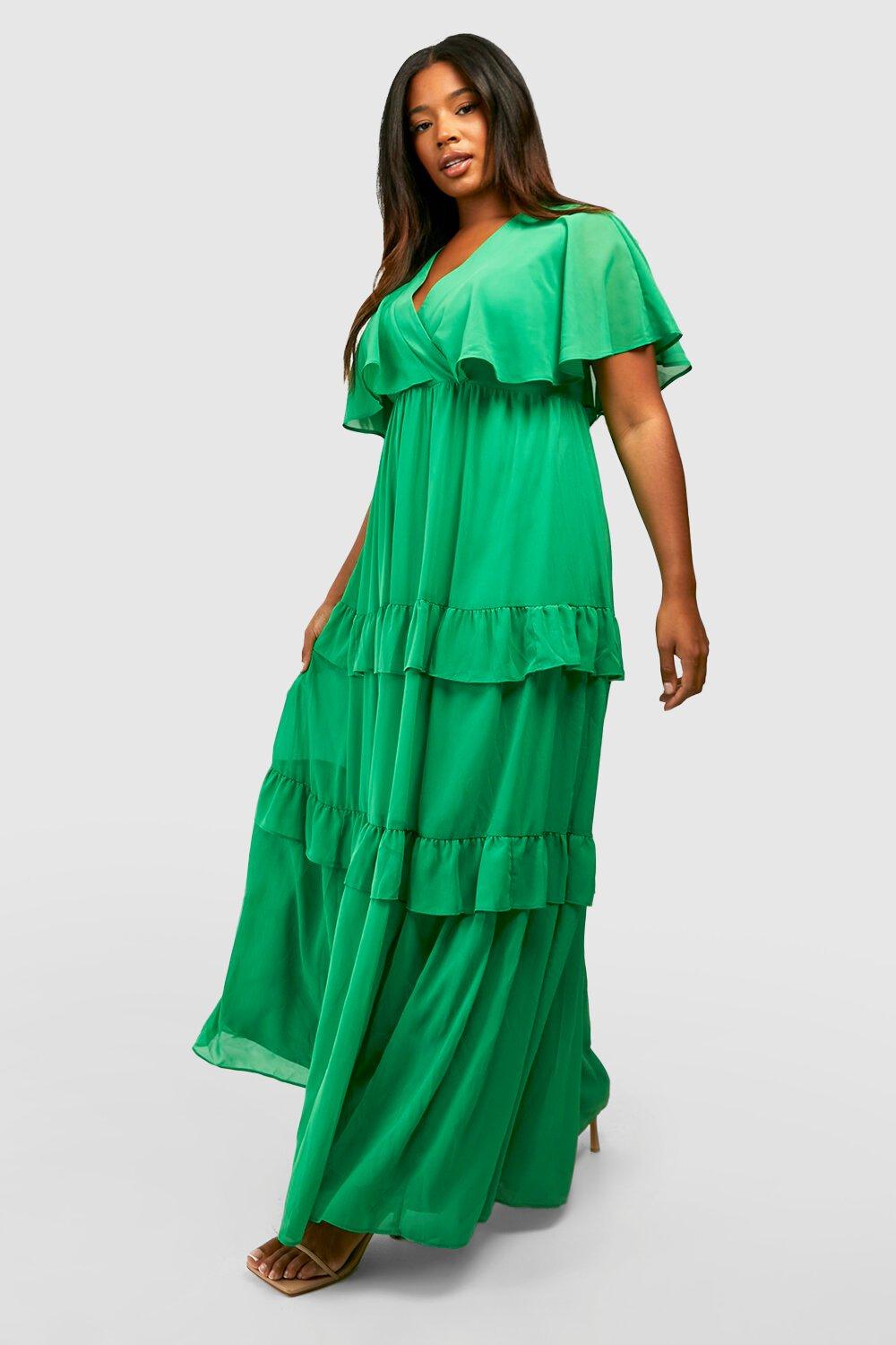 Ruffle sleeve high low maxi dress hotsell