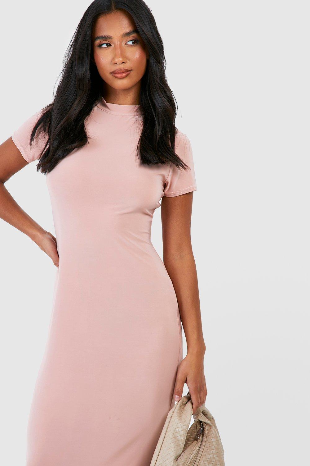 High neck short sleeve dress store