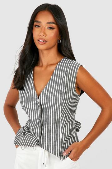 Petite Pinstripe Tailored Vest black