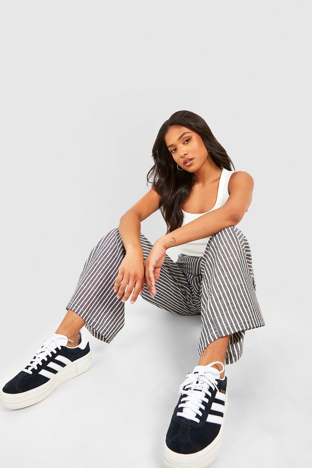 Petite Pinstripe Straight Leg Cargo Trouser