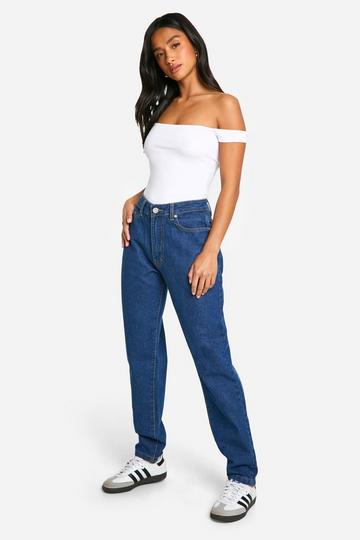 Petite Basic Slim Fit Mom Jeans washed indigo