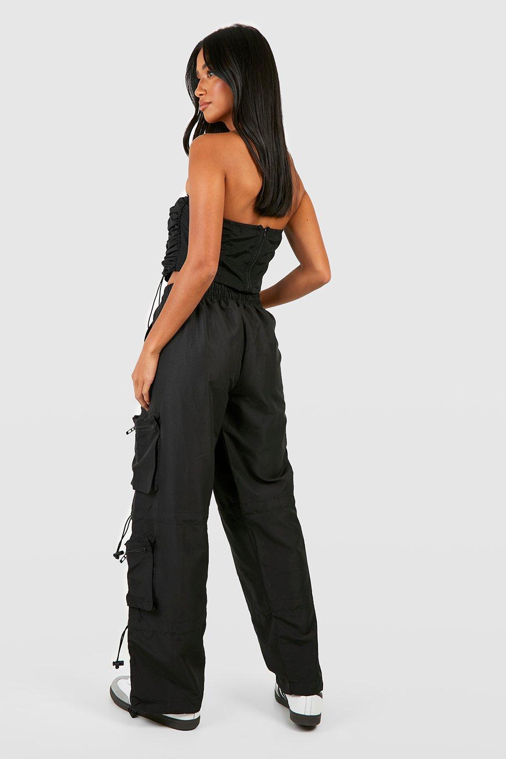 Petite Black Pocket Detail Cargo Pant