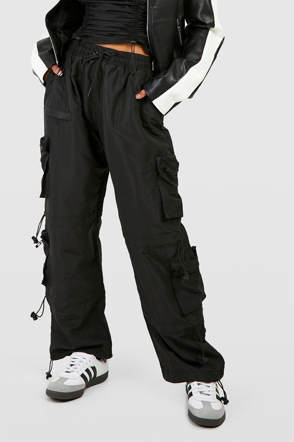 Black Toggle Detail Cargo Trousers