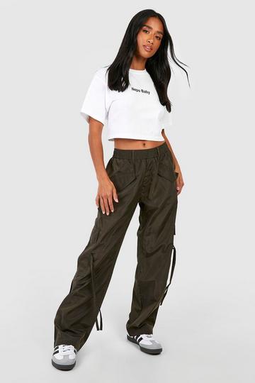 Petite Shell Pocket Detail Cargo Trousers khaki