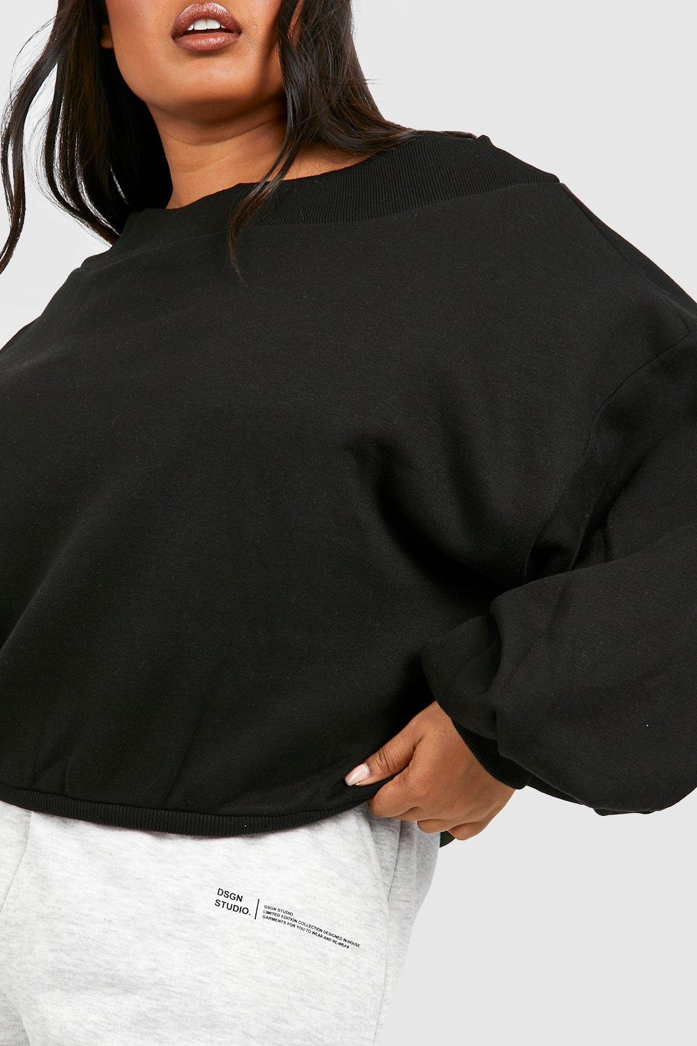 Black balloon sleeve sweatshirt best sale