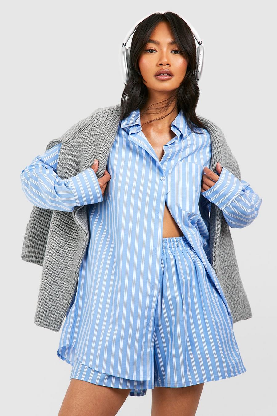 Camicia oversize a righe, Blue image number 1