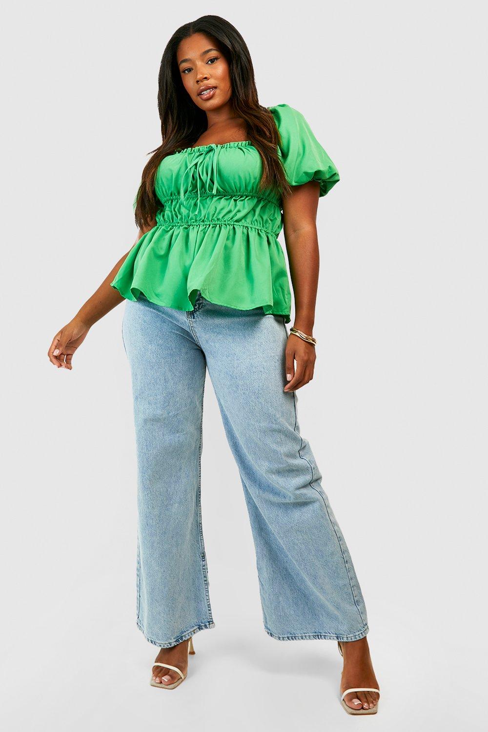 puff sleeve peplum top / ivory