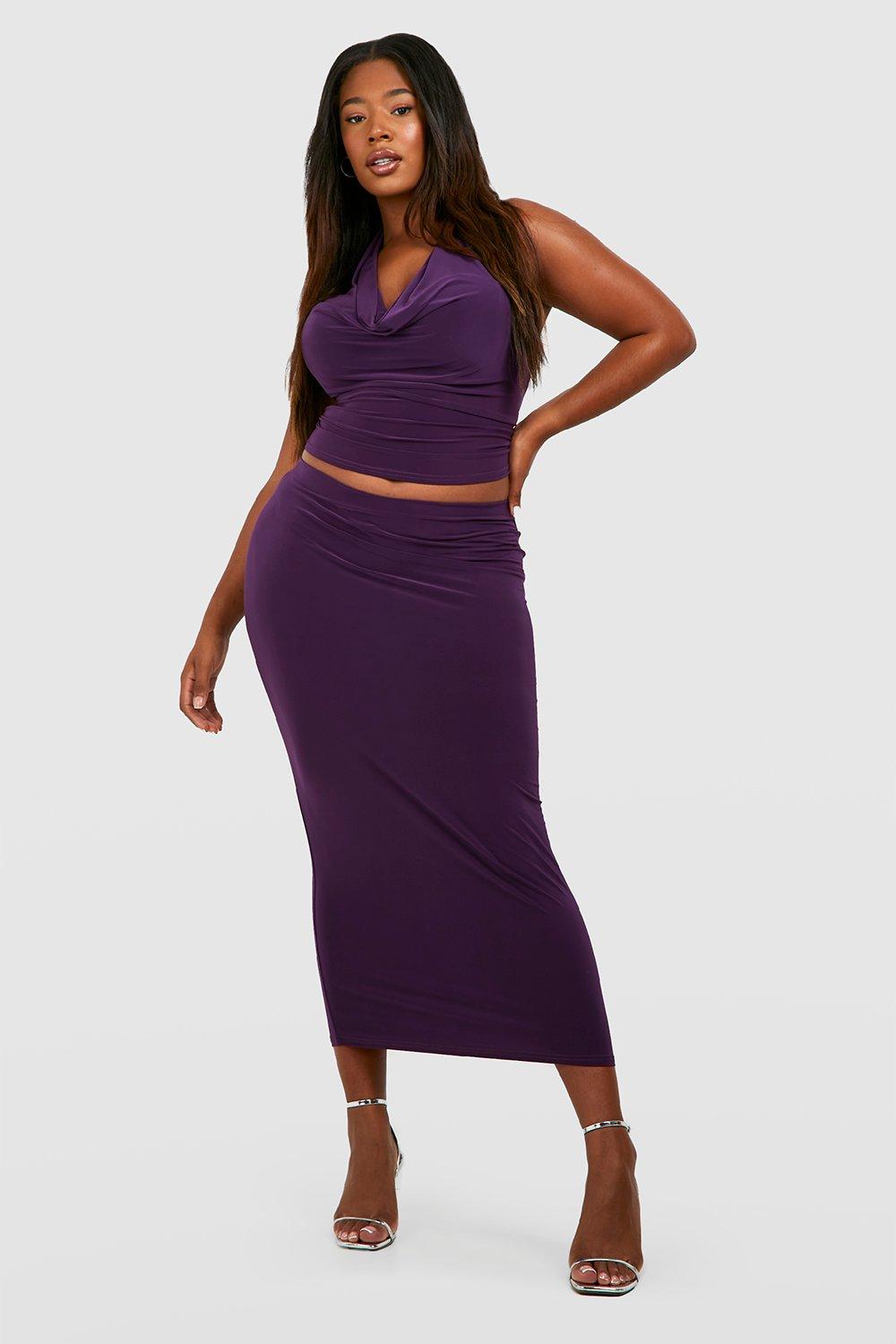 Plus size store purple maxi skirt