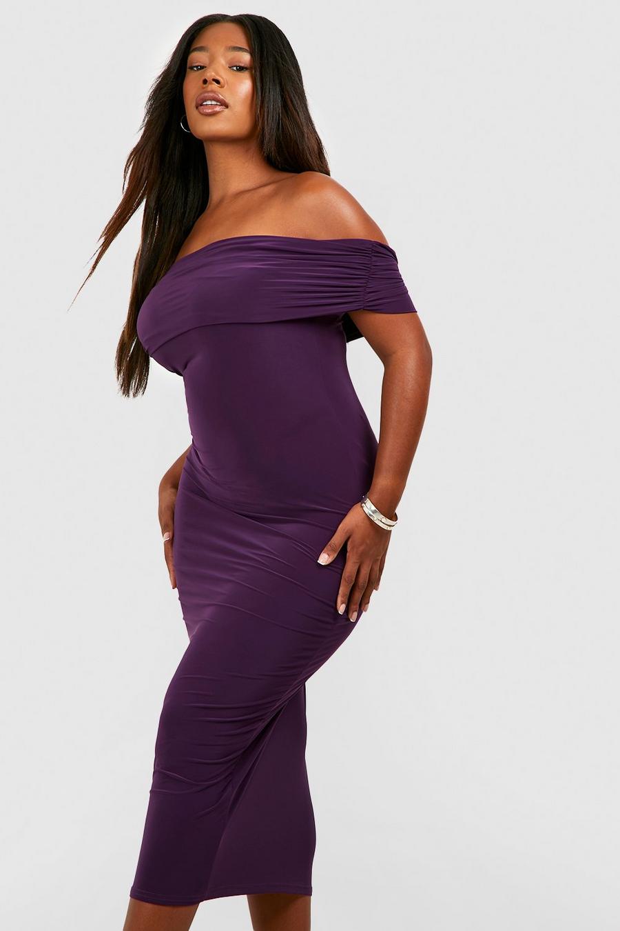 Purple Plus Slinky Bandeau Midaxi Dress