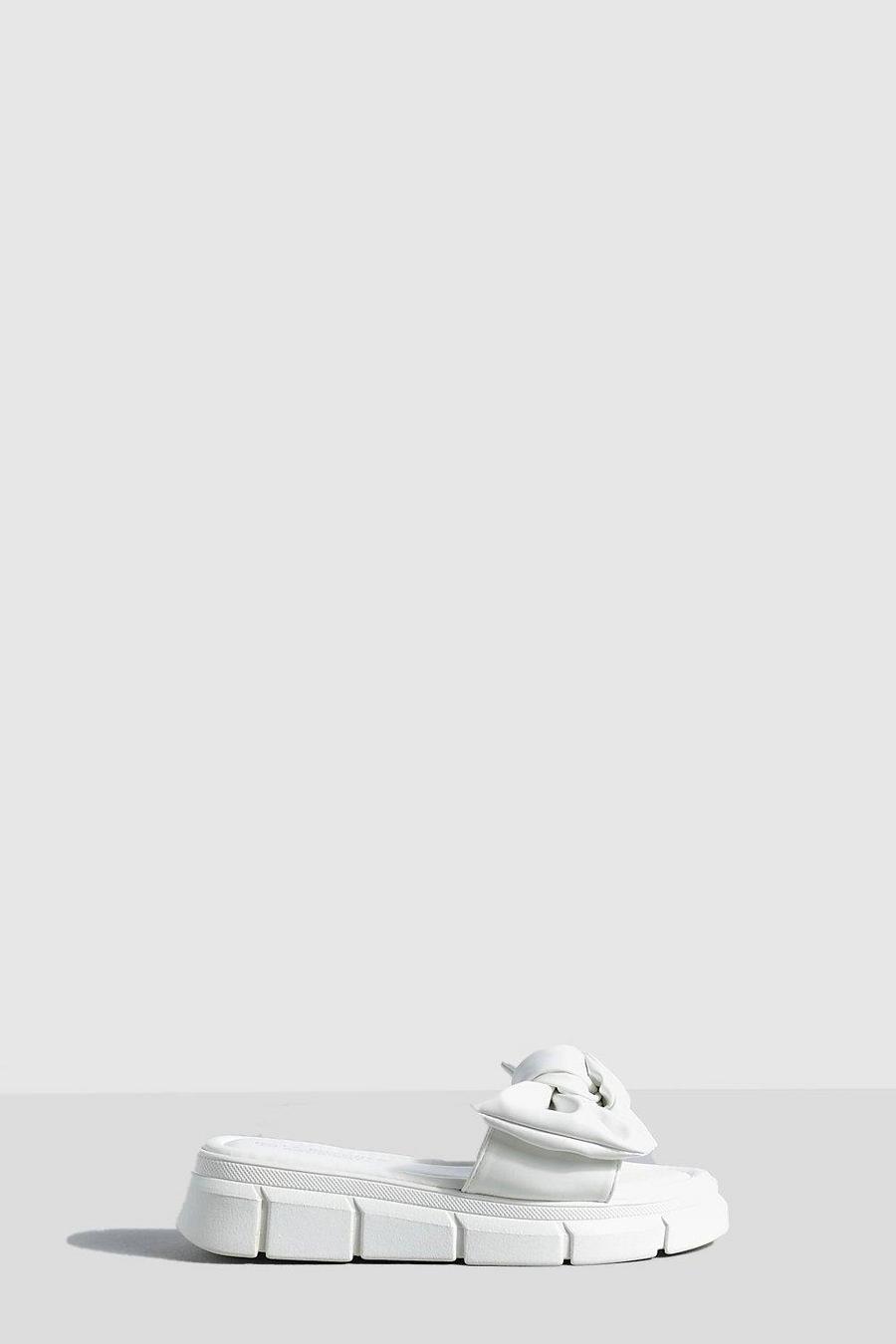 Sandali Flatform con fiocco, White image number 1